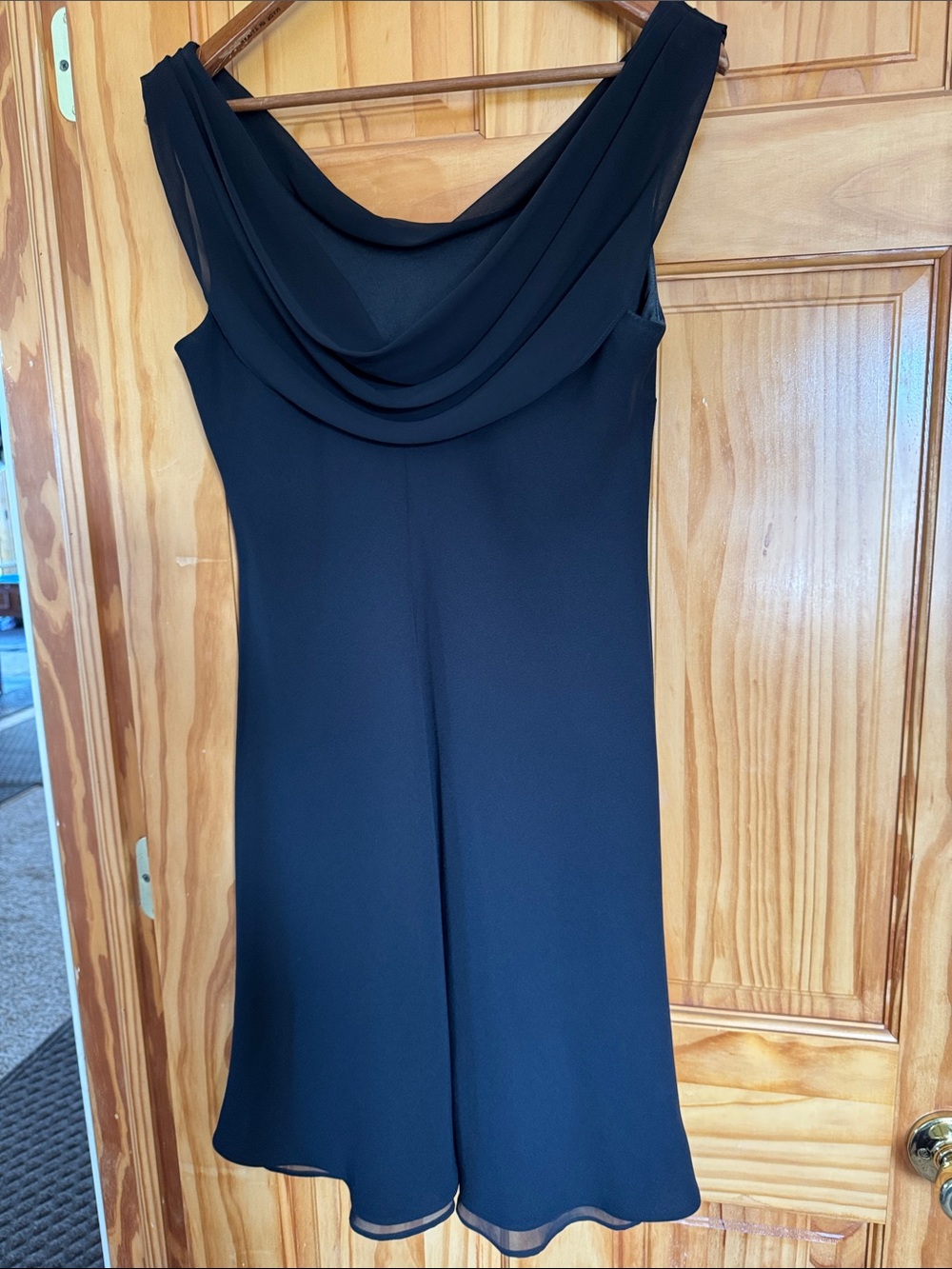 Elegant Black Cowl Neck Women's Dress
